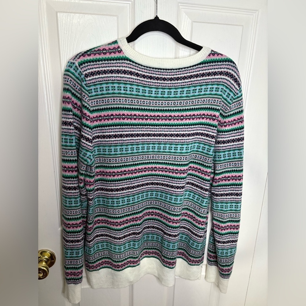 Talbots Fair Isle Lambswool Blend Sweater | Multicolor Striped Pattern | Size L - Picture 6 of 10